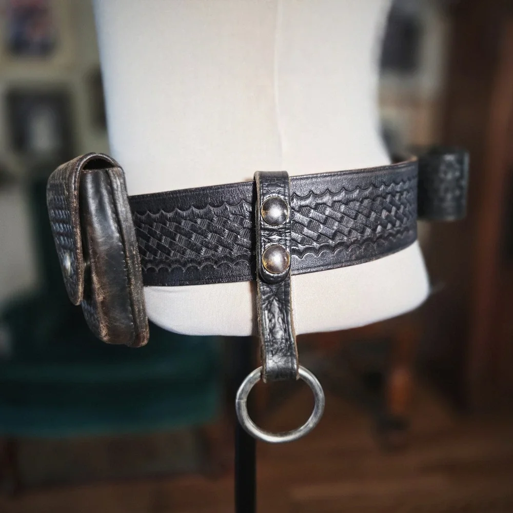 Safariland Police Duty Belt 32 Vintage 90s Basketweave‎ Leather Tex Shoemaker